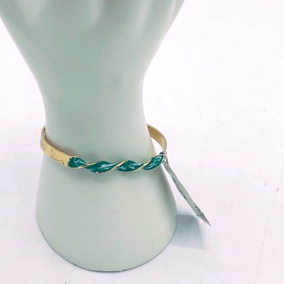 NEW Gold & GREEN ENAMEL GORGEOUS PIECE ENAMEL BANGLE - Picture 7 of 14